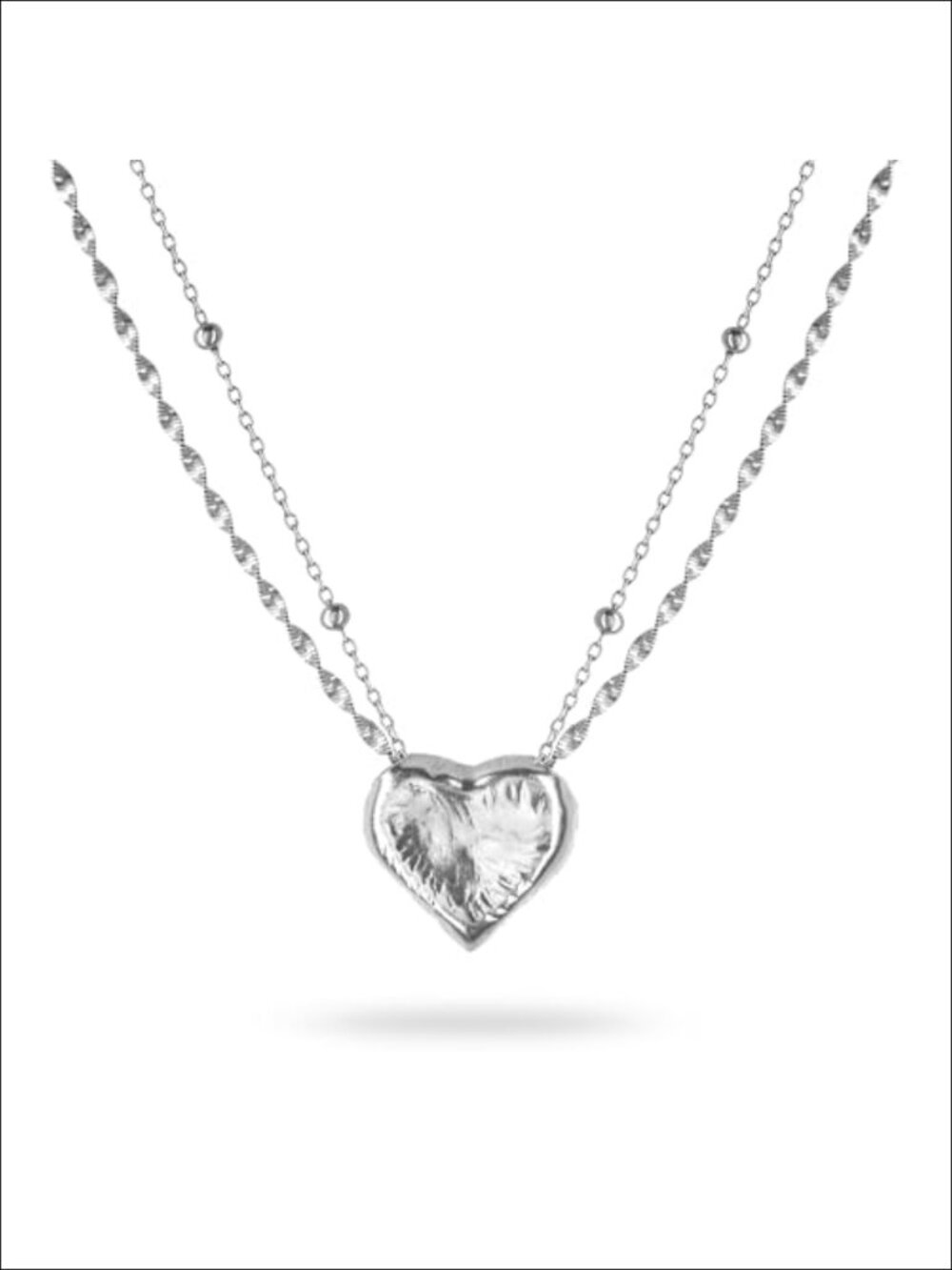 Sterling Silver Heart Necklace Layered Adjustable 18in Dainty Women's Jewelry